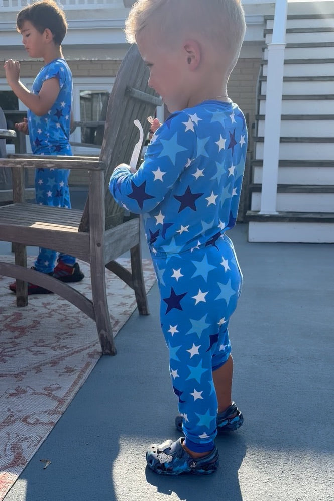 Blue Stars Long Sleeve Bamboo Set
