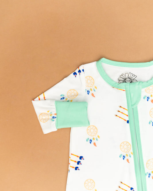Green Dreamcatcher Zip Onesie
