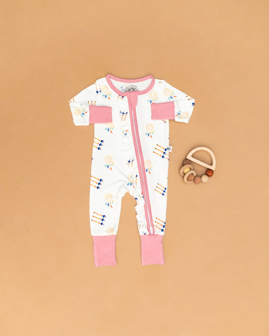 Pink Dreamcatcher Zip Onesie
