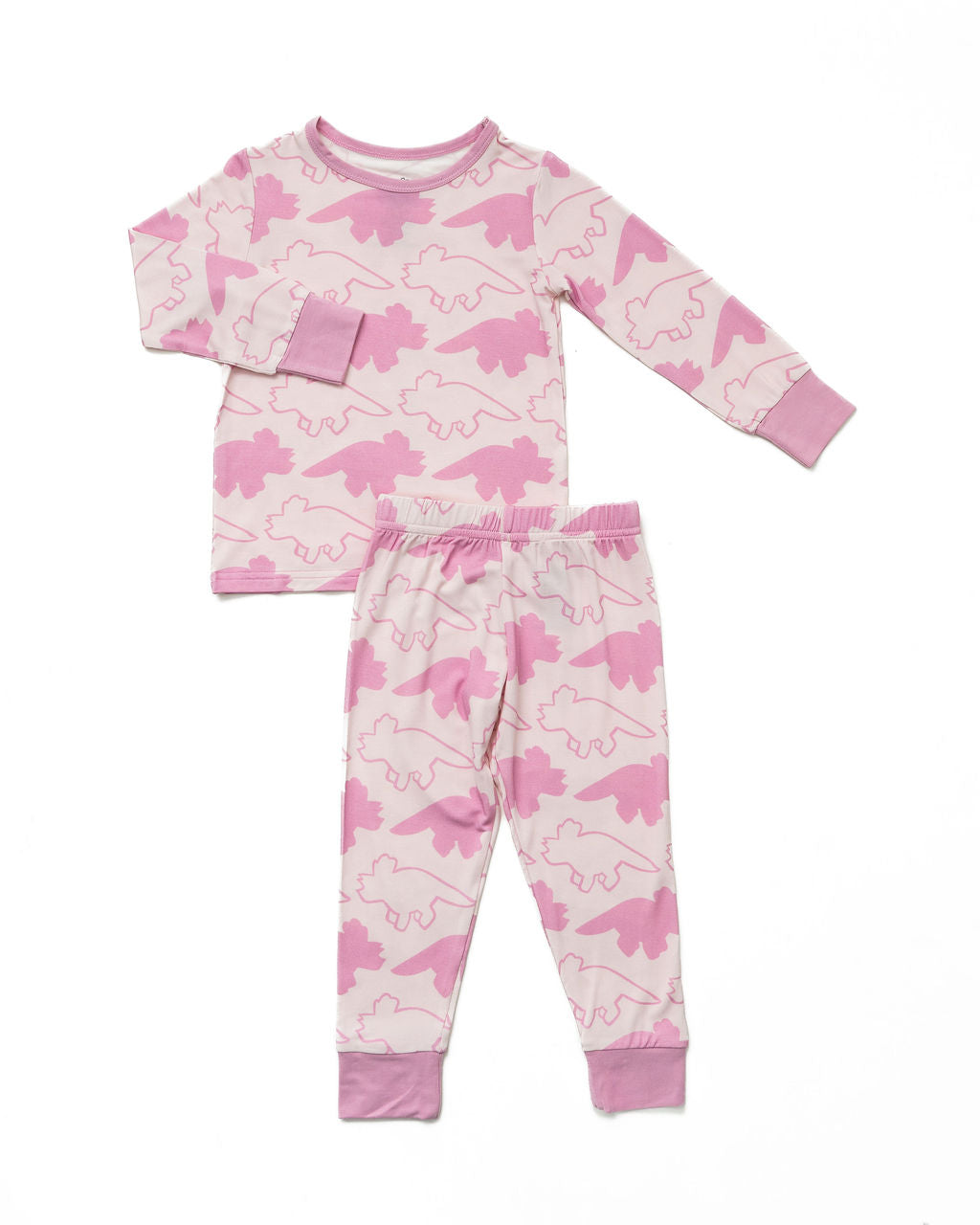 Pink Long Sleeve Triceratops Sleep Set