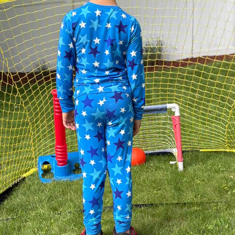 Blue Stars Long Sleeve Bamboo Set