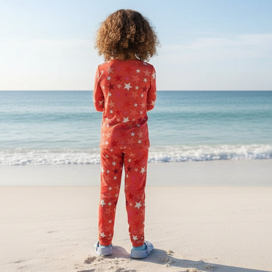 Star Pink Long Sleeve Bamboo Sleep Set