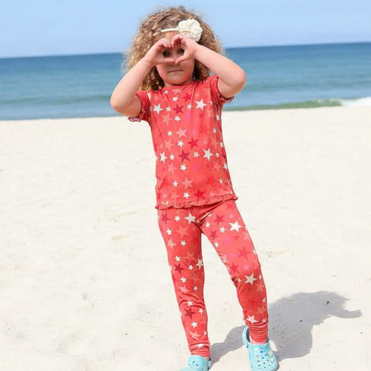 Star Pink Bamboo Short Sleeve Sleep set
