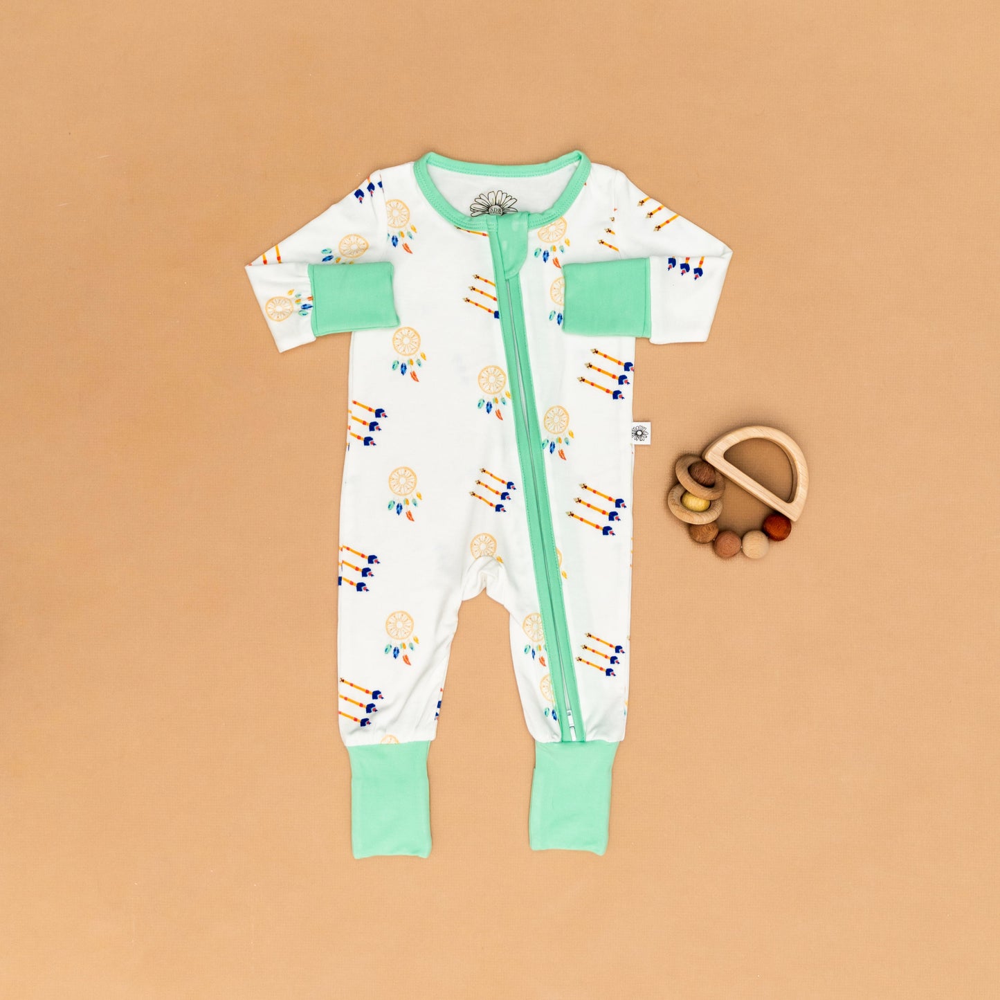 Green Dreamcatcher Zip Onesie