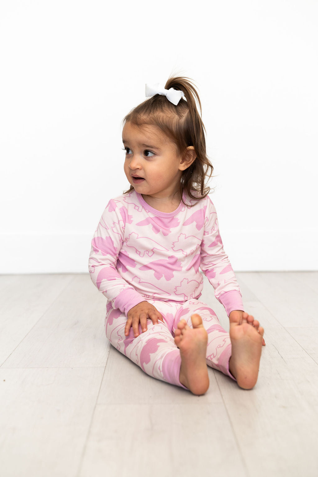 Pink Long Sleeve Triceratops Sleep Set