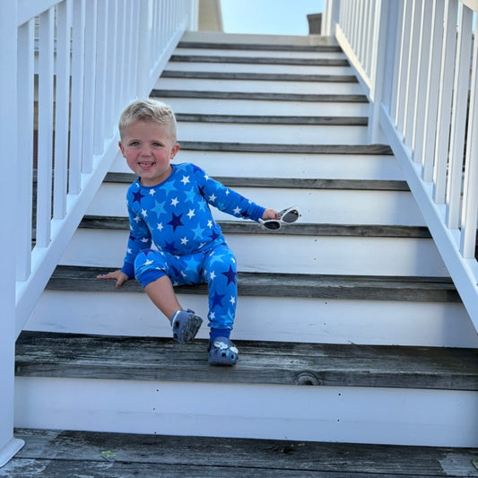 Blue Stars Long Sleeve Bamboo Set