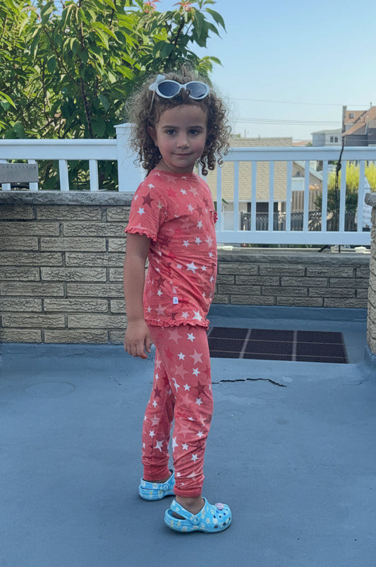 Star Pink Bamboo Short Sleeve Sleep set