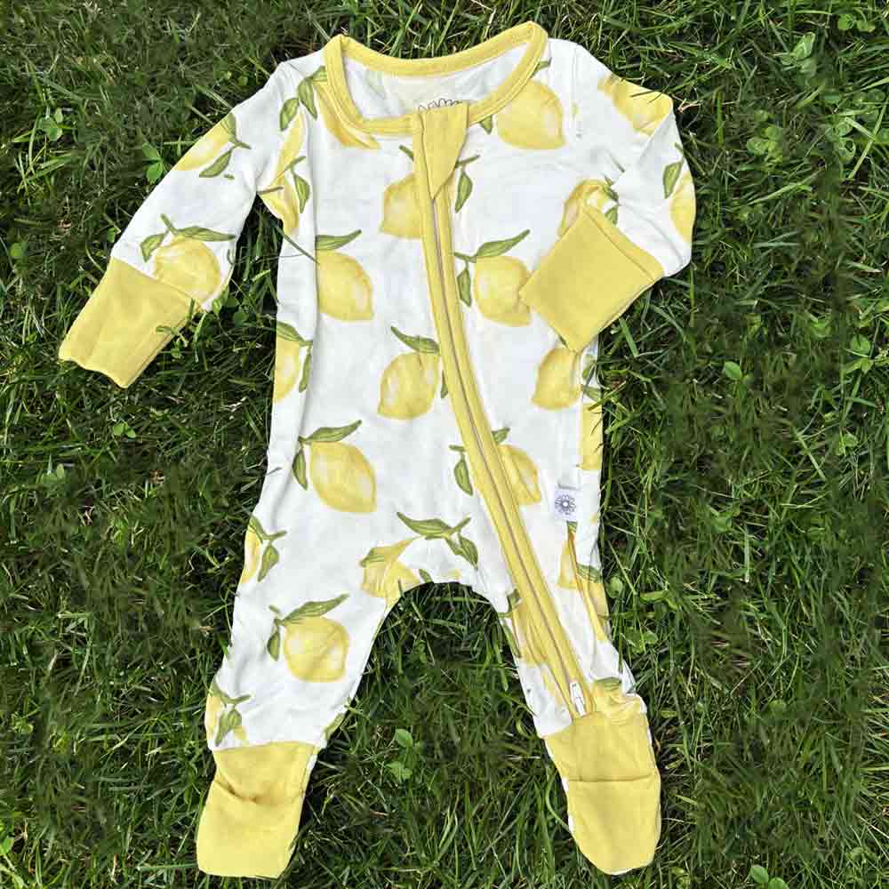 Lemon Bamboo Zip Onesie
