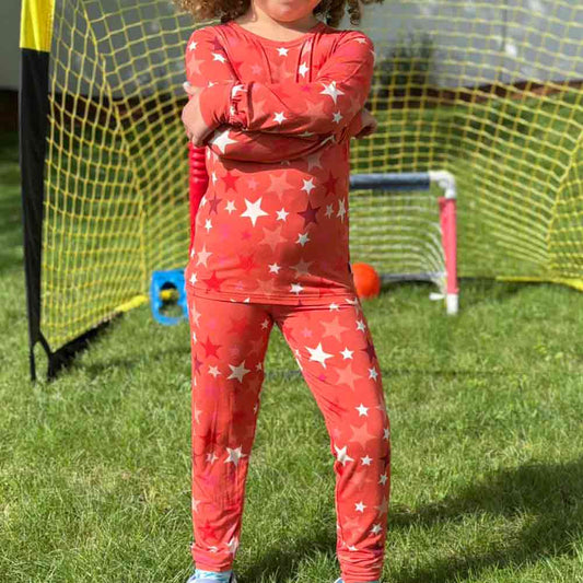 Pink Stars Long Sleeve Bamboo Set